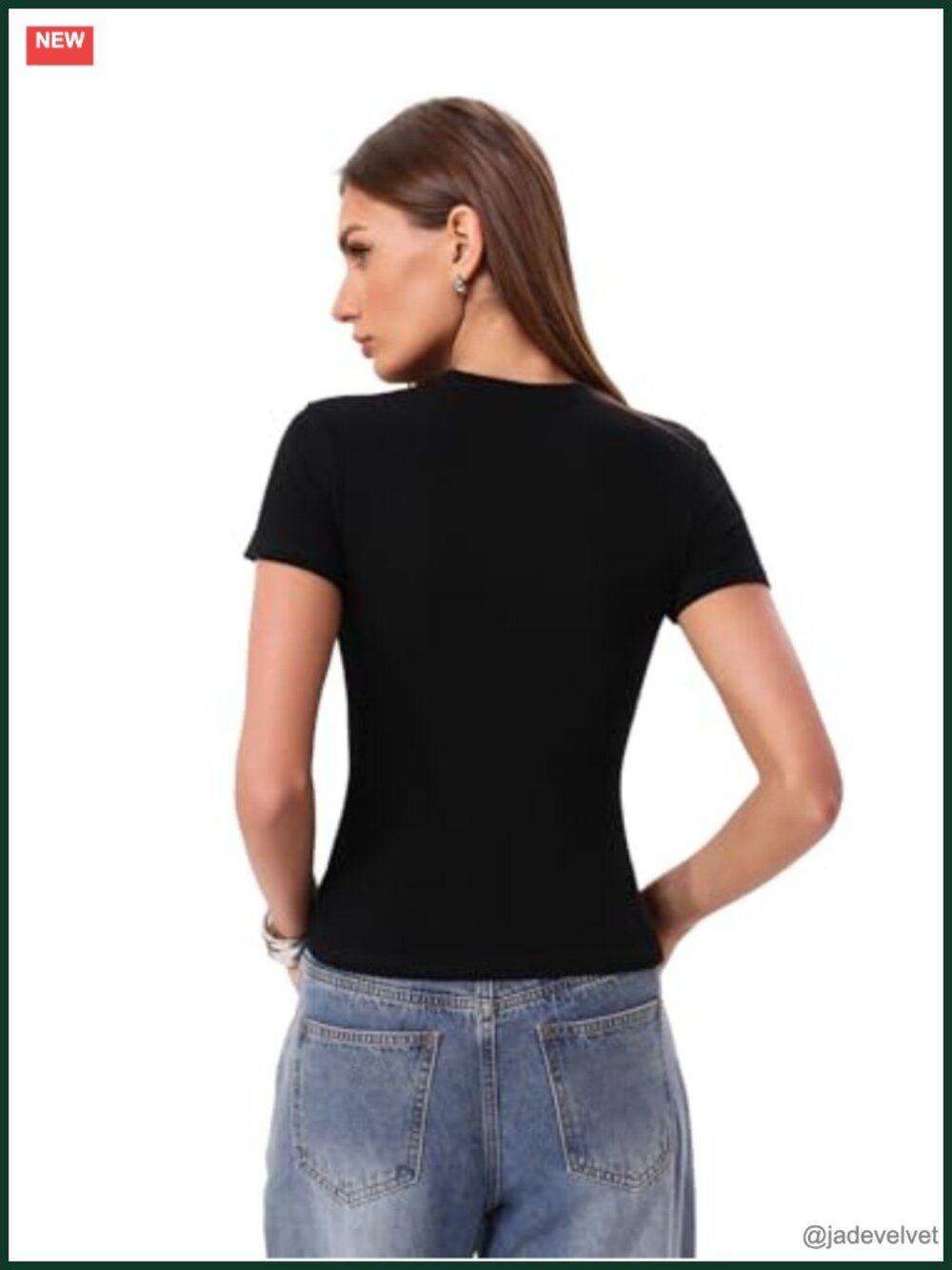 Cotton Jersey T-Shirt with Built-In Bra No See Through Stretchy Fitted Workout - Picture 6 of 7
